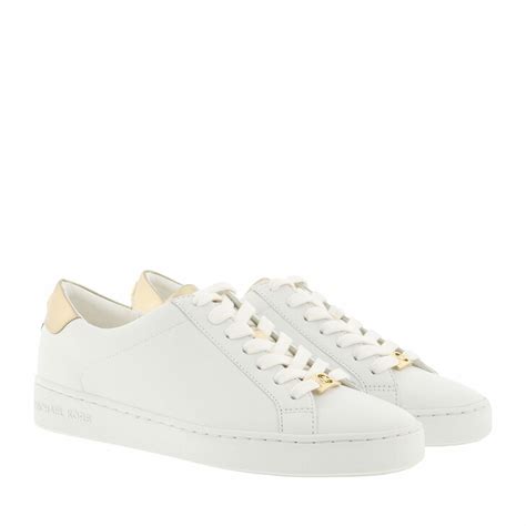 michael kors irving lace up sneaker optic white pale gold